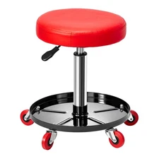 Rolling Garage Stool Adjustable Mechanic Work Shop Seat Creeper 300Lbs Capacity