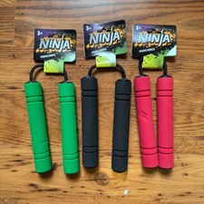 Lot of 3 Ninja Nunchaku Foam Toy Martial Arts Practice Green Black Red Kids 3 