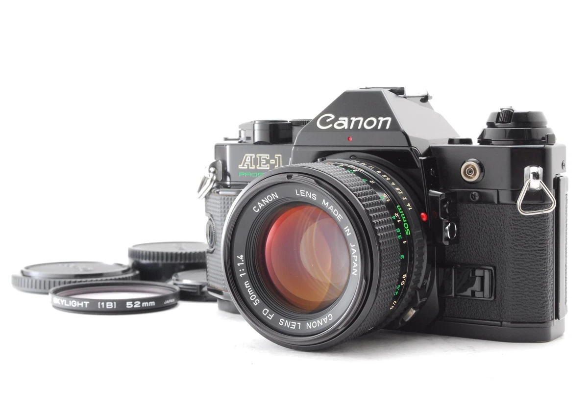 [Opt COMO NUEVO] Canon AE-1 Programa Negro 35mm SLR Nuevo FD 50mm F1.4 Lente JAPÓN #206