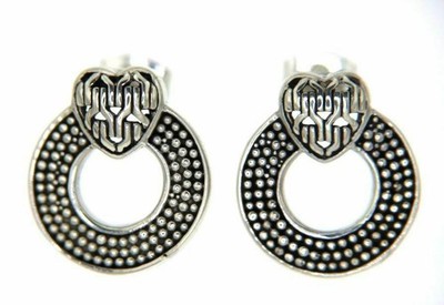925 Sterling Silber Bali Gothic Herz Kreis des Lebens Ohrring»E121