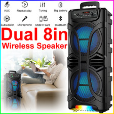 Portable 6800W Bluetooth Party Speaker w/Dual 8" Woofer Heavy Bass Sound System