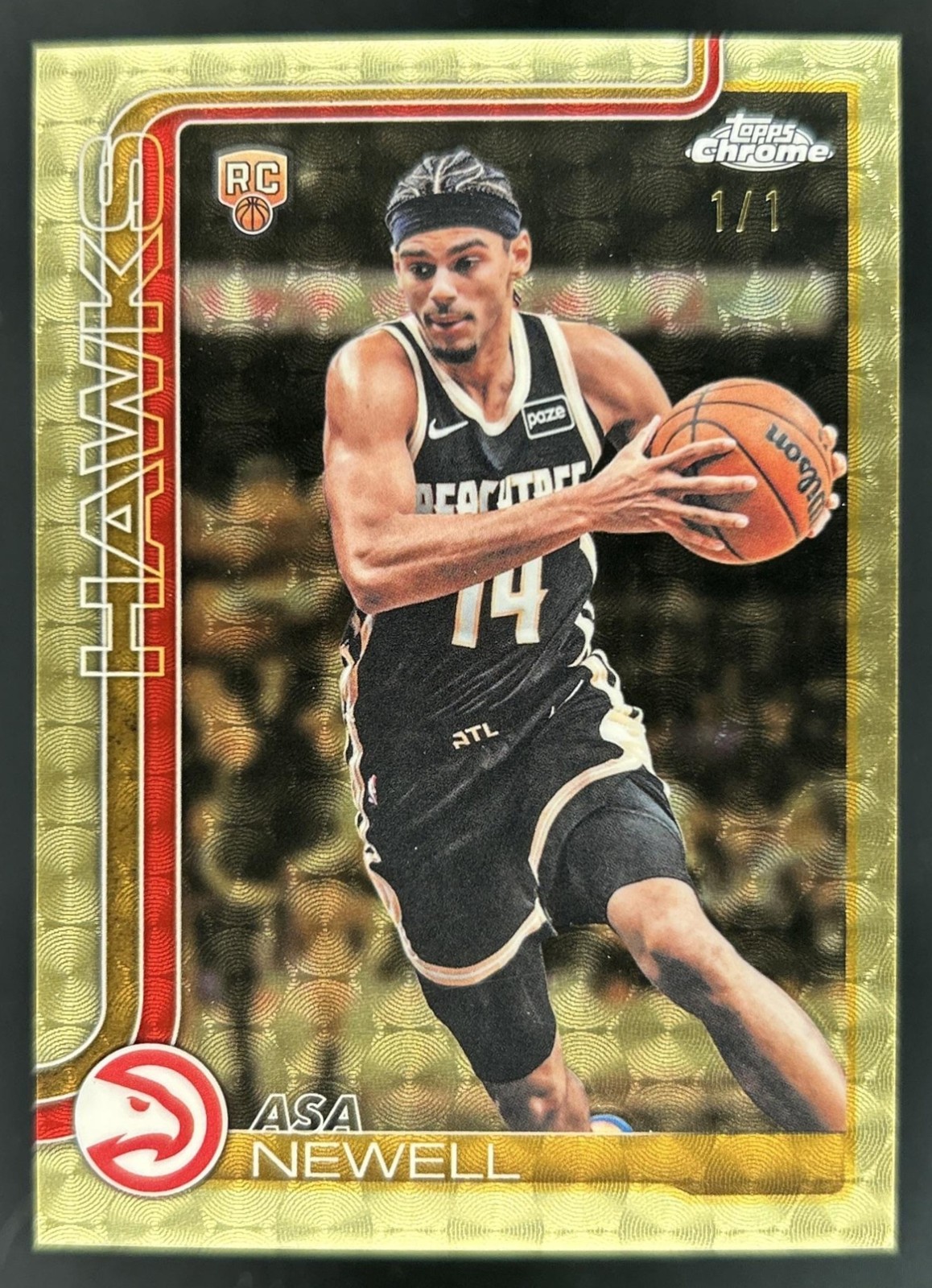 2025-26 Topps Chrome Update Asa Newell SuperFractor Rookie RC #1/1 Hawks