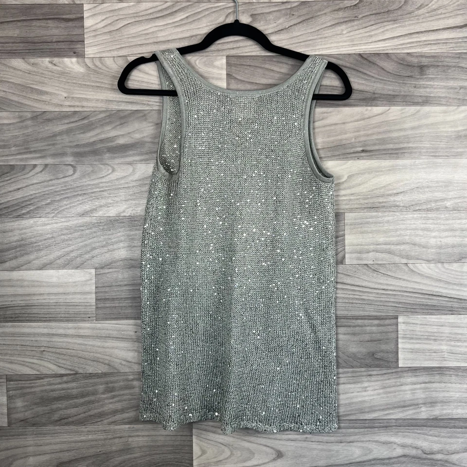 Matty M Tank Top Women's Small Gray Sequin Knit Sleeveless Scoop-Neck Pullover - Image 2 of 4