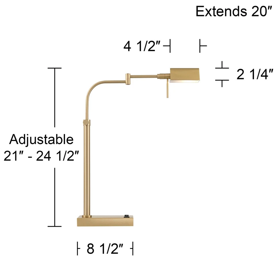Possini Euro Keegan Adjustable Brass Finish USB and Outlet Desk Lamp - Image 4 of 4