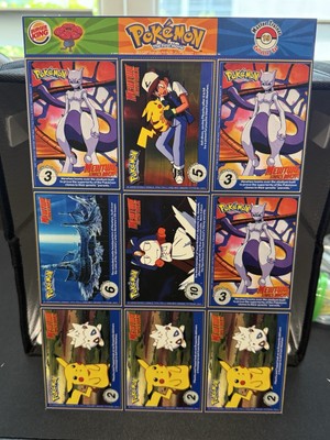 Pokemon The First Movie Burger King Card Whole Sheet | eBay