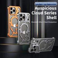 For iPhone 17 Pro Max 16 15 14 13 Metal Rugged Mag Safe Frame Case Camera Stand