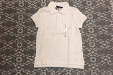 New Polo Ralph Lauren Girl's "All Over Logo" Polo Shirt - Size 6 - Cream