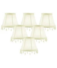 Set of 6 Candelabra Stretch Eggshell with Liner Clear Beads 3x5x4