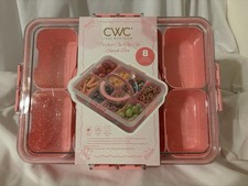 CWC Pink Glitter Snackle Box 8 Compartment Divided On The Go Snack Container New