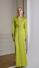 Mango Capsule Draped Shirt Dress with Side Opening Green Size US 4 NEW With tag