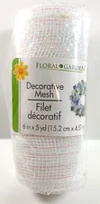 Decorative Mesh Floral Garden 1 Roll White and Pink Stripes 6 in x 5 yards New
