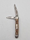 Vtg Colonial USA 2 Blade Pocket Knife Faux Stag Jigged Bone Serpentine Jack Old — photo 1