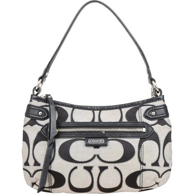 Coach Monogram Signature Black and Grey Shoulder Bag Tasche