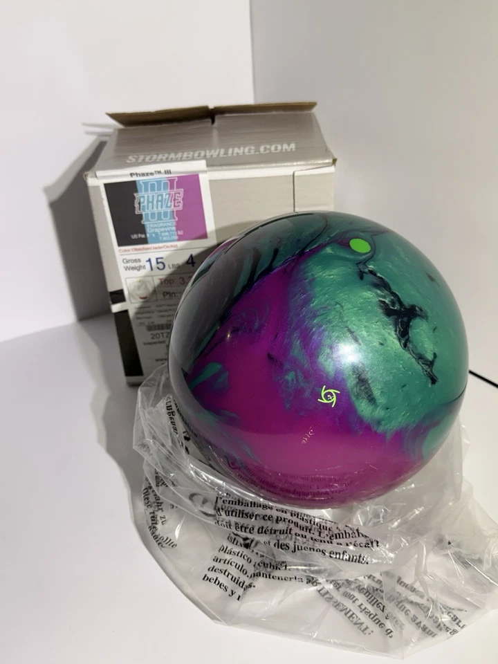 15 lb STORM PHAZE 3 BOWLING BALL - NEW IN BOX 3.-4 PIN 3.3 TOP **GEM** GRAPEVINE - Image 4 of 4