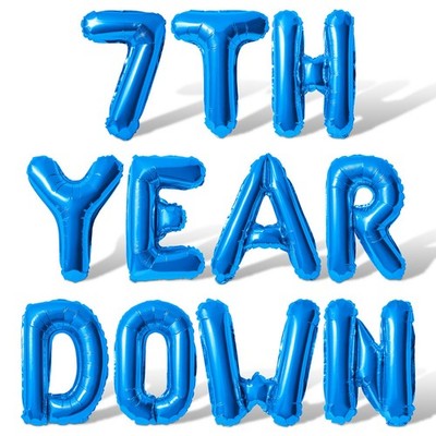7TH YEAR DOWN Letter & Number Balloon Banner - 7th Birthday Party Decorations
