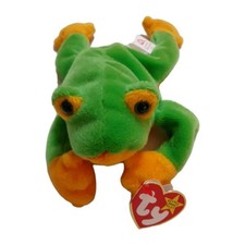 RARE RETIRED 1997 TY BEANIE BABY SMOOCHY THE FROG WITH PE PELLETS/TAG ERRORS