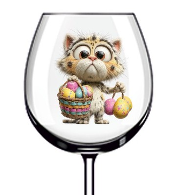 12x Ostern Katze Kätzchen Vinyl Aufkleber Abziehbild Becher Weinglas Flasche Laptop Becher