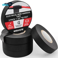 5 Rolls 3/4 Inch X 50 FT Premium Wiring Harness Tape, High Temp Wire Cable Loom