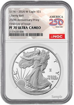 2026 W Silver Eagle S$1 Liberty Bell Privy NGC PF 70 Ultra Cameo