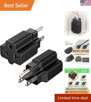2-Pack 4-in-1 15A to 20A Power Adapter - Safe Household Charging Solutions