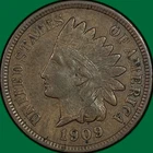 1909 Indian Head Cent Extremely Fine XF Coin, Corrosion #42585
