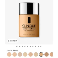 CLINIQUE ACNE Solutions Liquid Makeup Shade Honey Salicylic Acid Acne Treatment