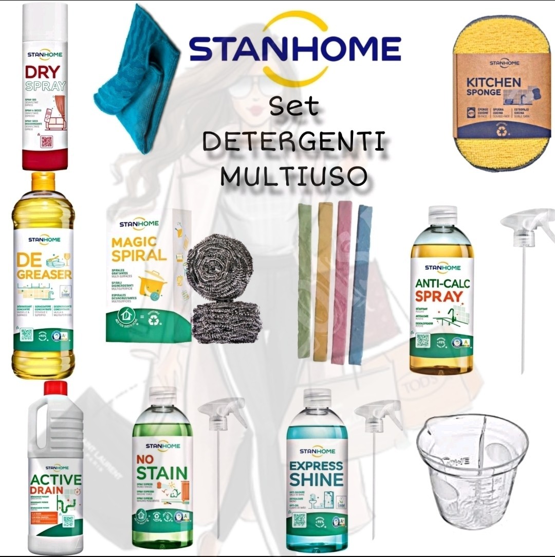 Set Stanhome Casa: Degreaser, Anti-Calc, Express-Shine e Active Drain
