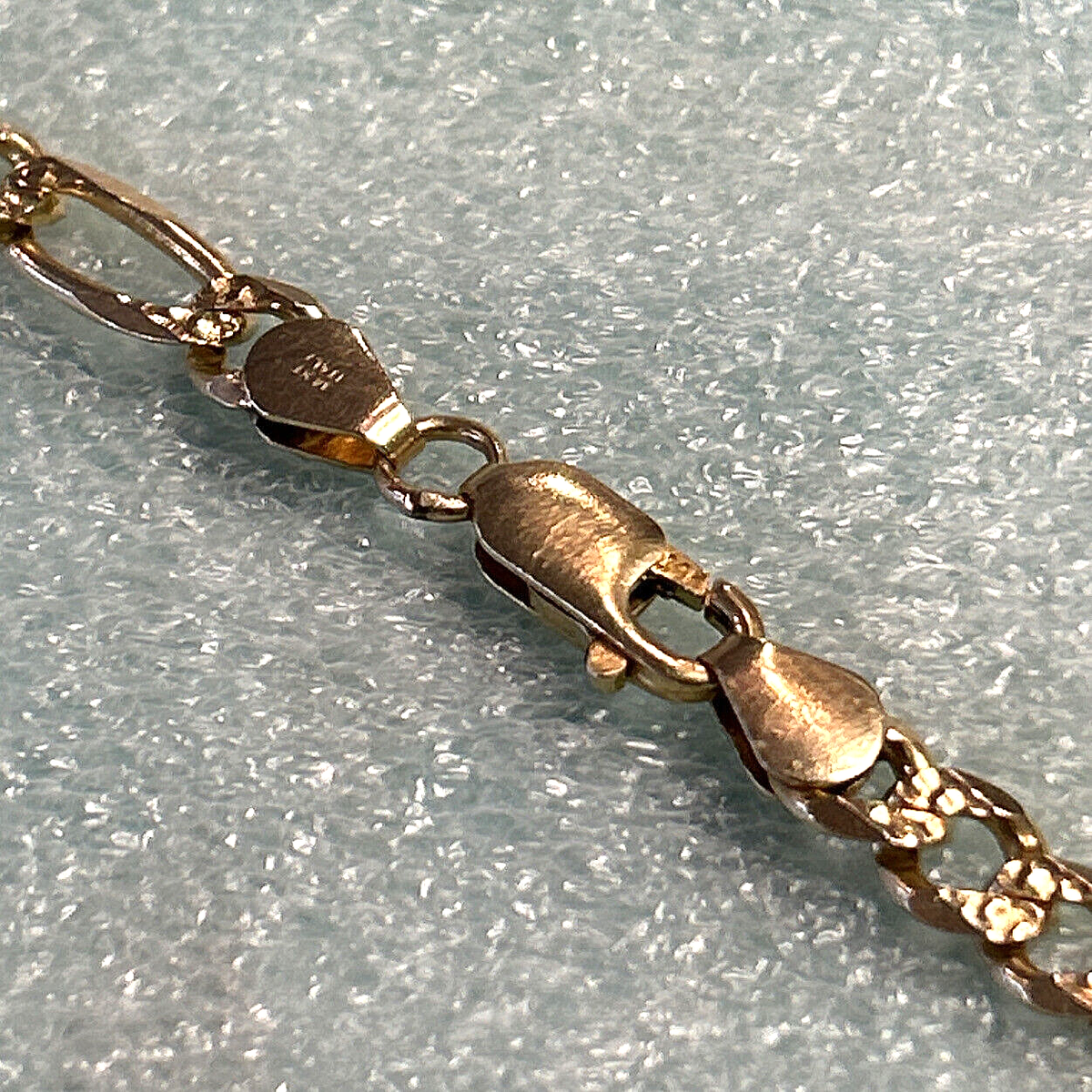14k Gold Textured Figaro Italian Chain 21