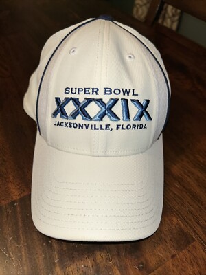 SUPERBOWL 2005 XXXIX Hat White Adjustable Cap Reebok Jacksonville Florida 