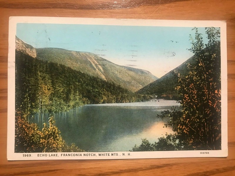 Vintage Postcard - Echo Lake, Franconia Notch, White Mts., NH. - Postmarked 1927