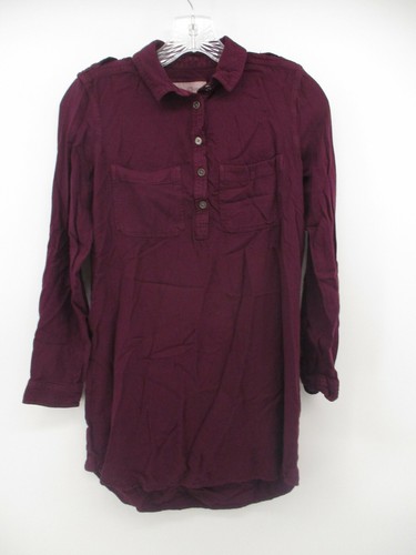 So Shirt Kleid entspannte Passform XS Langarm 1/4 Knopf 100 % Rayon