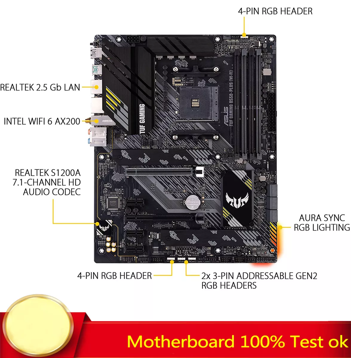 FOR ASUS TUF GAMING B550-PLUS (WI-FI) Motherboard Supports 64GB