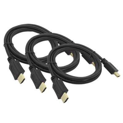 3x 1,5m HDMI Kabel 2160p HD 4K vergoldet Ethernet High Speed UHD 3D TV Sat Dolby