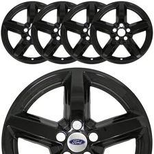 4 BLACK 2016-2019 Ford Explorer 18" Alloy Wheel Skins Full Rim Covers Hub Caps