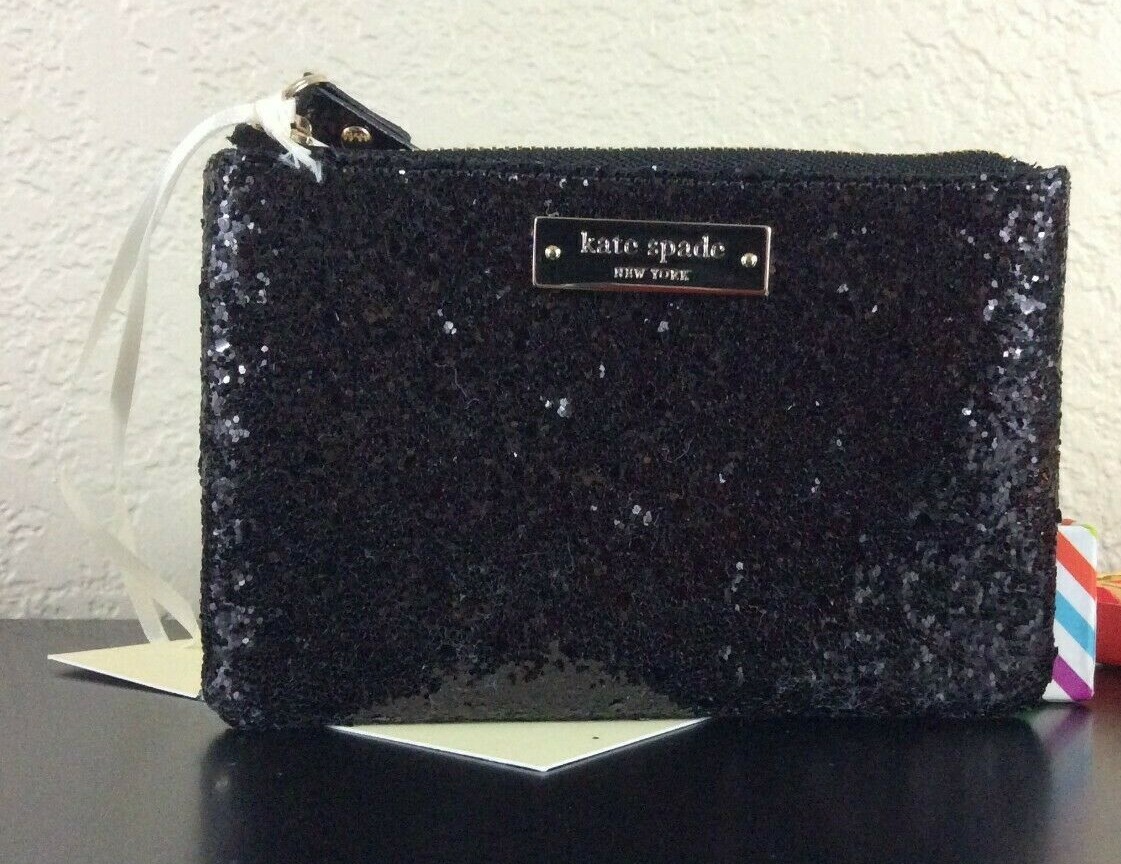 Kate Spade New York Black Glitterball Coin Purse with Keyring