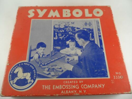 Rare Vtg Embossing Company Symbolo Dominoes Unique Game Our Hobby Toys & Games - Picture 1 of 6