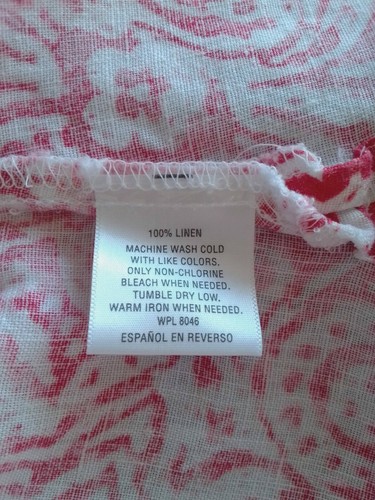 JM Collection Size 4 Red & White Linen Button Front Blouse Top Tunic 3/4 Sleeves - Picture 9 of 9