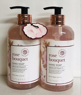 2-Pack  Livegreen ~ Rose Bouquet Moisturizing Hand Soap with Vitamin E 16.9 oz