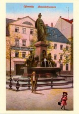 14-C125 Photocard Karl Marx City Saxonia Fountain Rossmarkt Chemnitz Repro