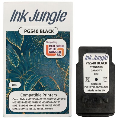 1x Canon schwarze wiederaufbereitete Tintenpatrone für Pixma MG3150 Tintenstrahldrucker