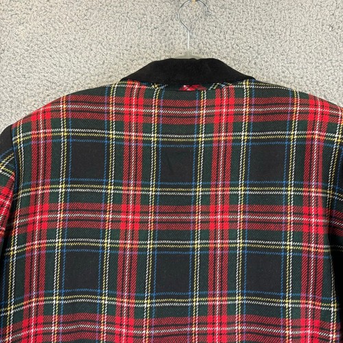 Vtg Plaid Blazer Jacket Womens 20W Wool Academia Preppy Corpcore Velvet Tartan - Picture 10 of 13