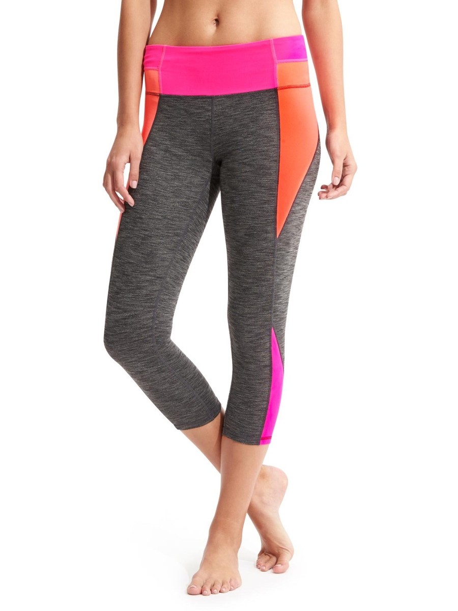 i - R Athleta High Rise Colorblock Chaturanga Capri Charcoal Heather