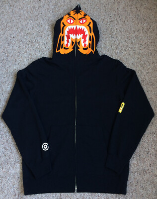 OG Bape Black Tiger Full Zip Hoodie size XXL