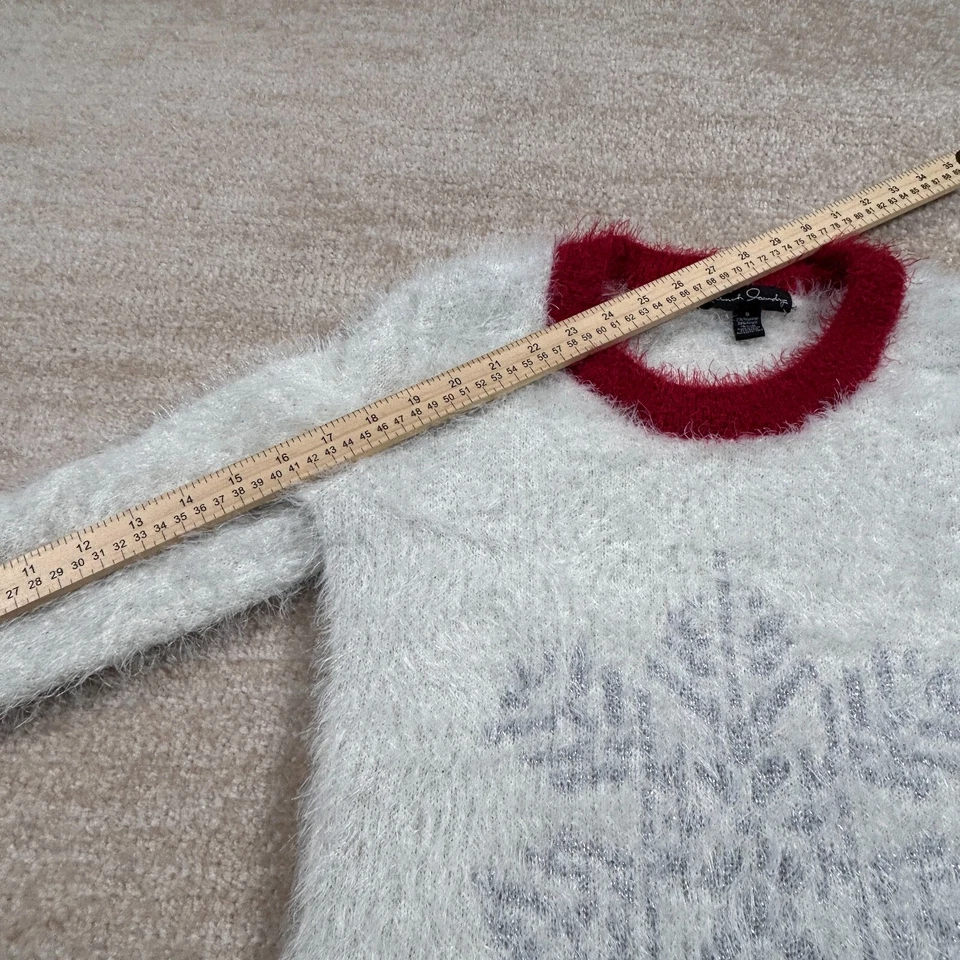 Vestido Suéter de Lavandería Francés Para Mujer S Blanco Rojo Copo de Nieve Suave Difuso Cómodo Acogedor Foto 4 de 4