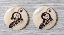 music note wood sewing buttons 2 holes 1/2 inch #6 2pc