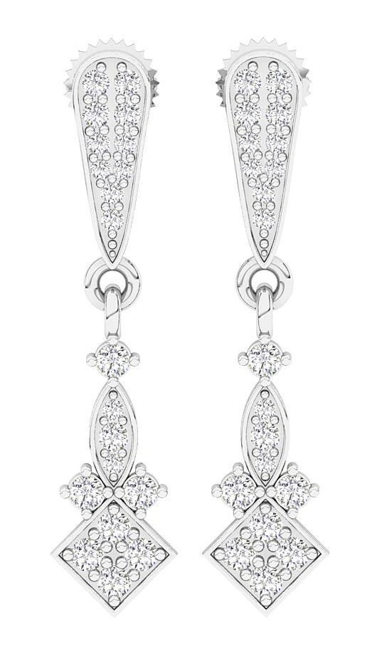 Pendientes araña colgantes de oro amarillo macizo de 14 quilates con diamantes naturales SI1 G 0,50 quilates Foto 2 de 4