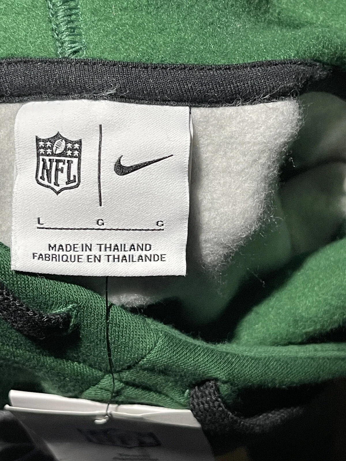 VETEMENTS Felpa con cappuccio New York Jets Nike uomo L 2 toni grigio verde pullover nuova! @i9