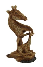 Scratch & Dent Carved Wood Look Mother Giraffe and Calf Tabletop Statue