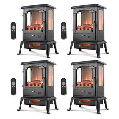 VOLTORB Freestanding Portable Electric Fireplace Heater Stove w/Remote (4 Pack)