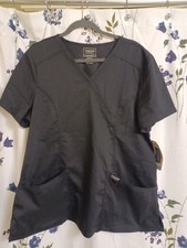 Cherokee Workwear Revolution Modern Classic Black Scrub Top Shirt Womens XL
